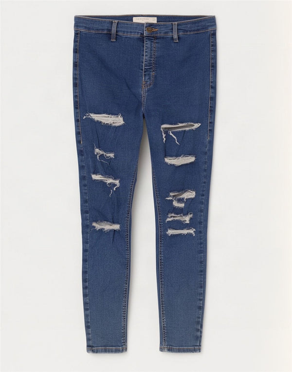 Jeans skinny effetto consumato Joni da donna Topshop W30 L27 cotone blu