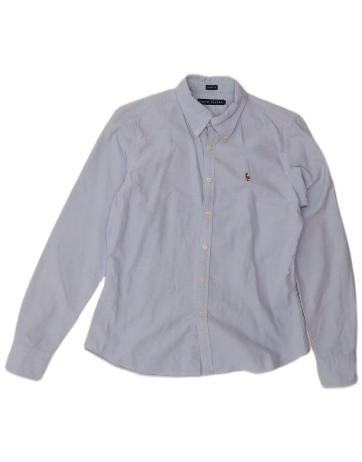 Camicia skinny da donna Ralph Lauren US 8 cotone blu medio