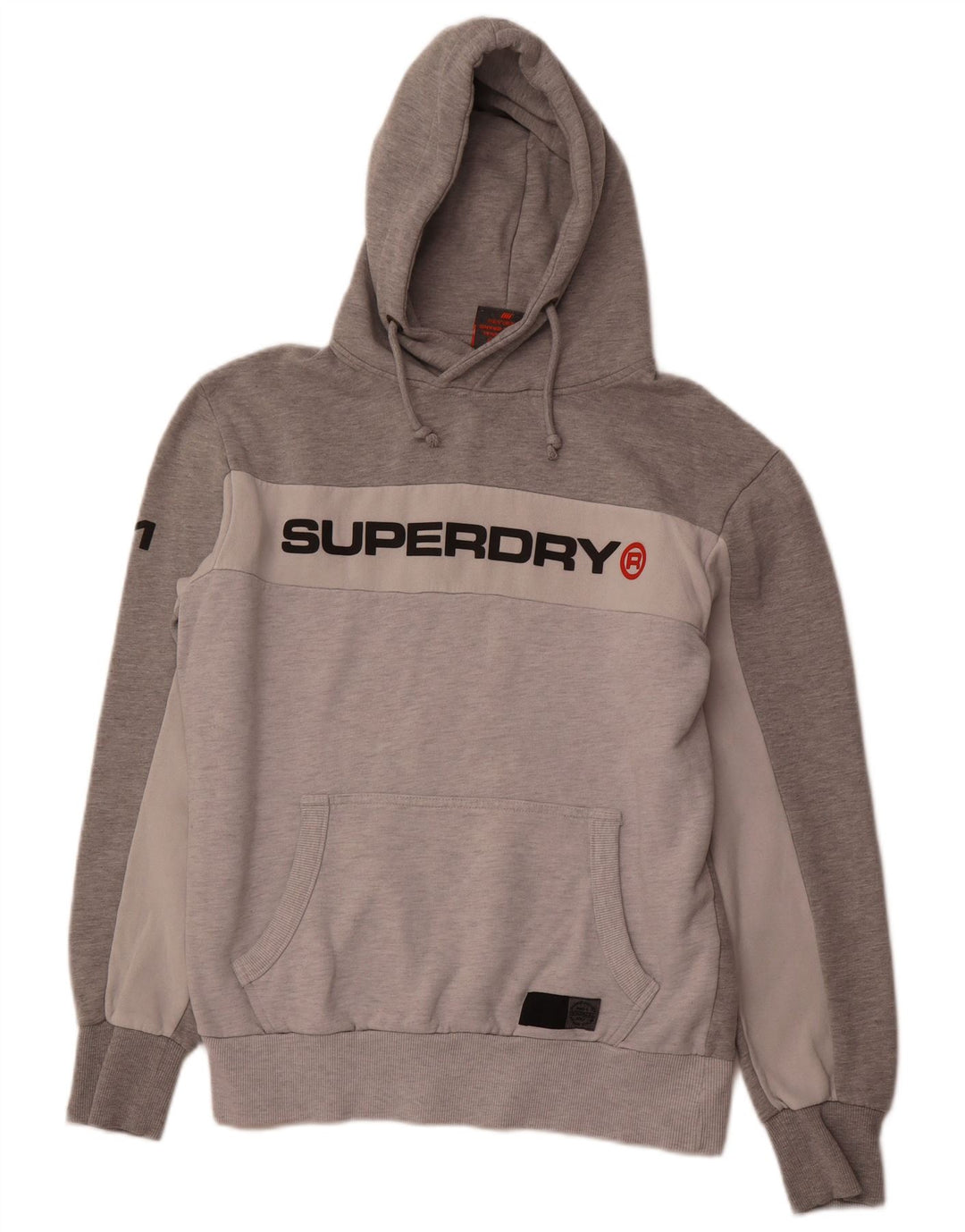 Felpa con cappuccio grafica da uomo SUPERDRY XL in cotone color block grigio
