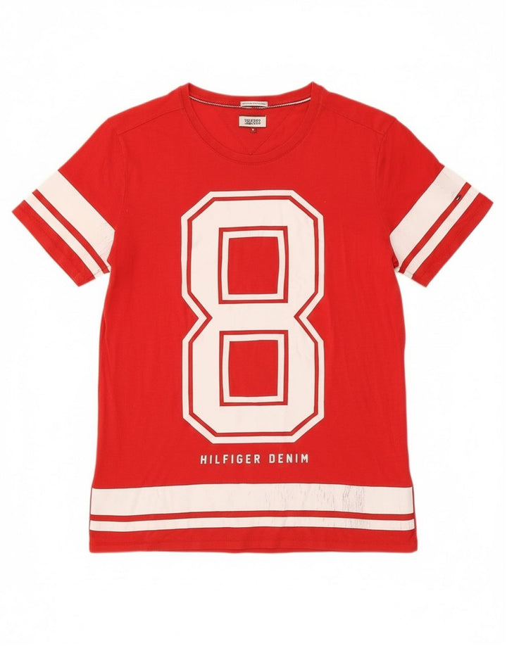 T-shirt grafica da uomo Tommy Hilfiger Top in cotone rosso medio
