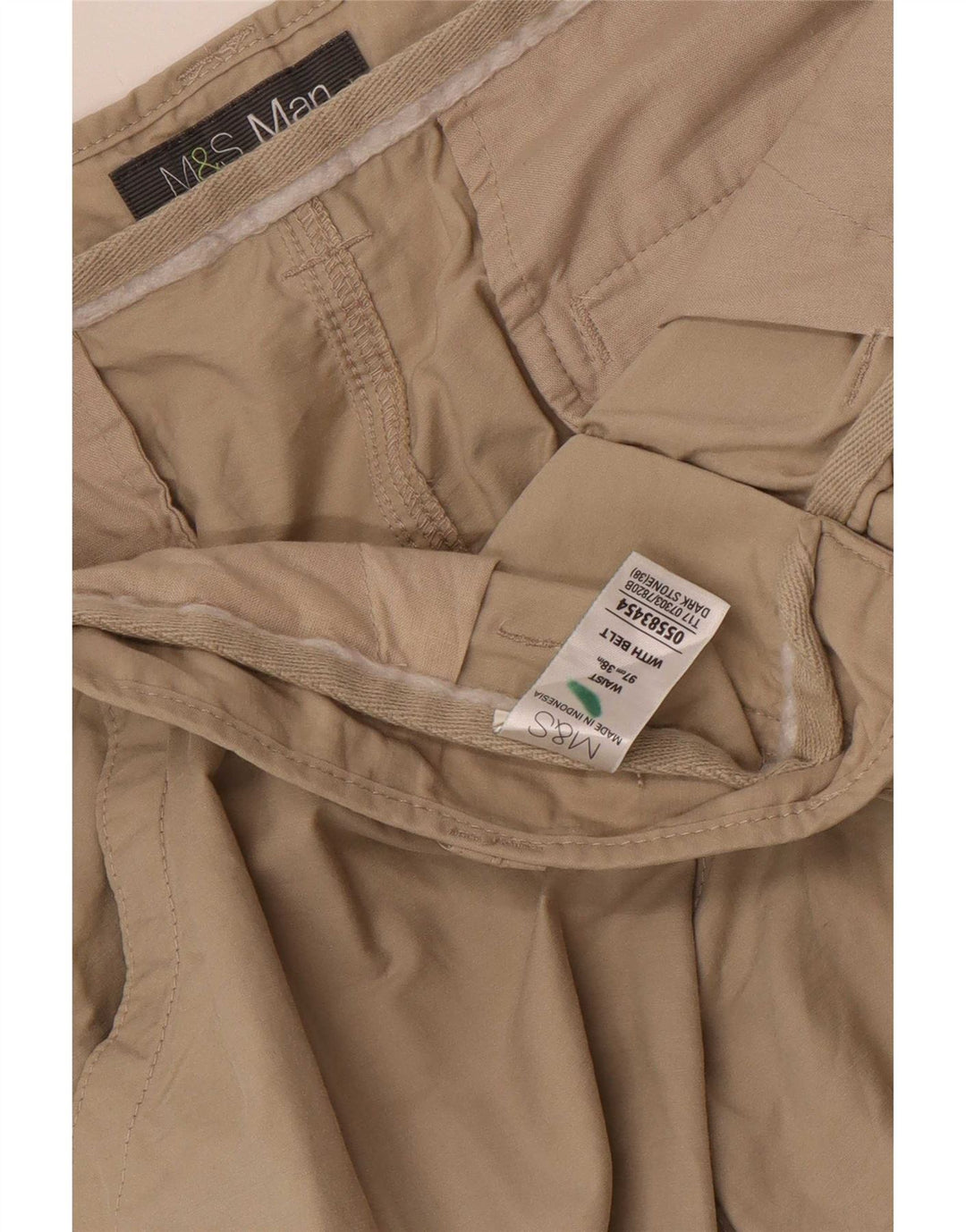 Pantaloncini cargo da uomo Marks & Spencer W38 XL in cotone beige
