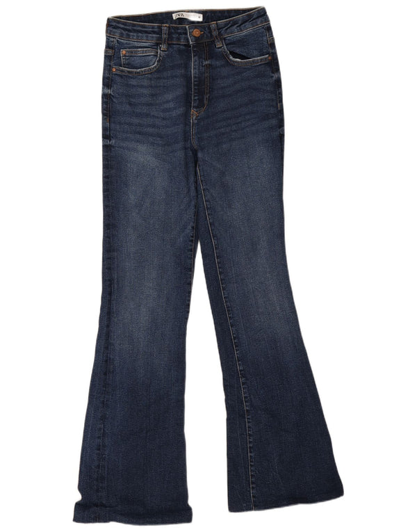 Jeans svasati a vita alta da donna Zara EU 38 piccoli W28 L31 blu