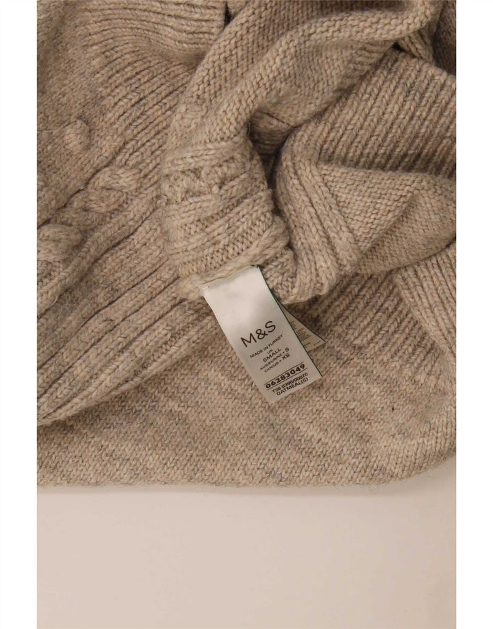 Maglione maglione a collo alto da donna Marks & Spencer UK 10 piccolo Beige