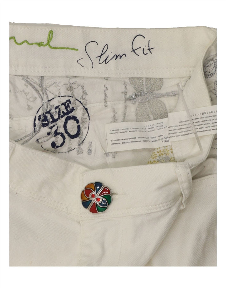 DESIGUAL Womens Graphic Slim Jeans W30 L35 White Cotton Vintage Desigual and Second-Hand Desigual from Messina Hembry 