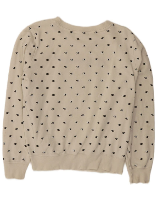 Felpa con grafica da donna Champion UK 16 Large in cotone bianco sporco