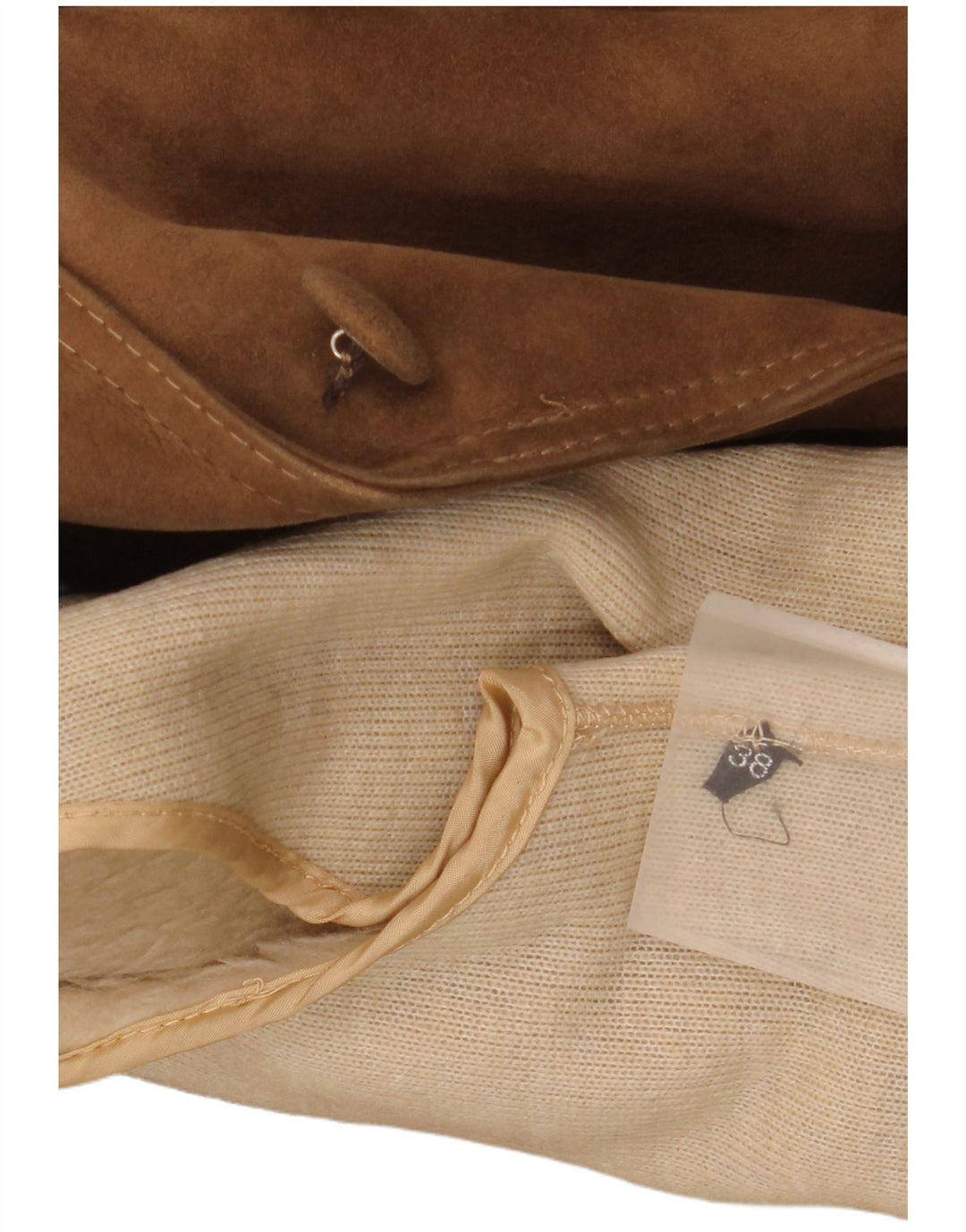 Soprabito da donna VINTAGE in pelle scamosciata Sherpa EU 38 Beige medio