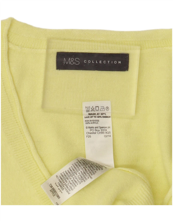 MARKS & SPENCER Maglione da donna con scollo a V UK 10 Piccolo acrilico giallo