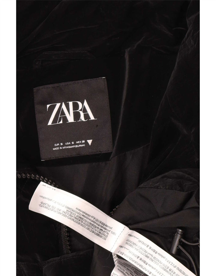 Giacca imbottita oversize da donna Zara UK 10 piccola in poliuretano nero