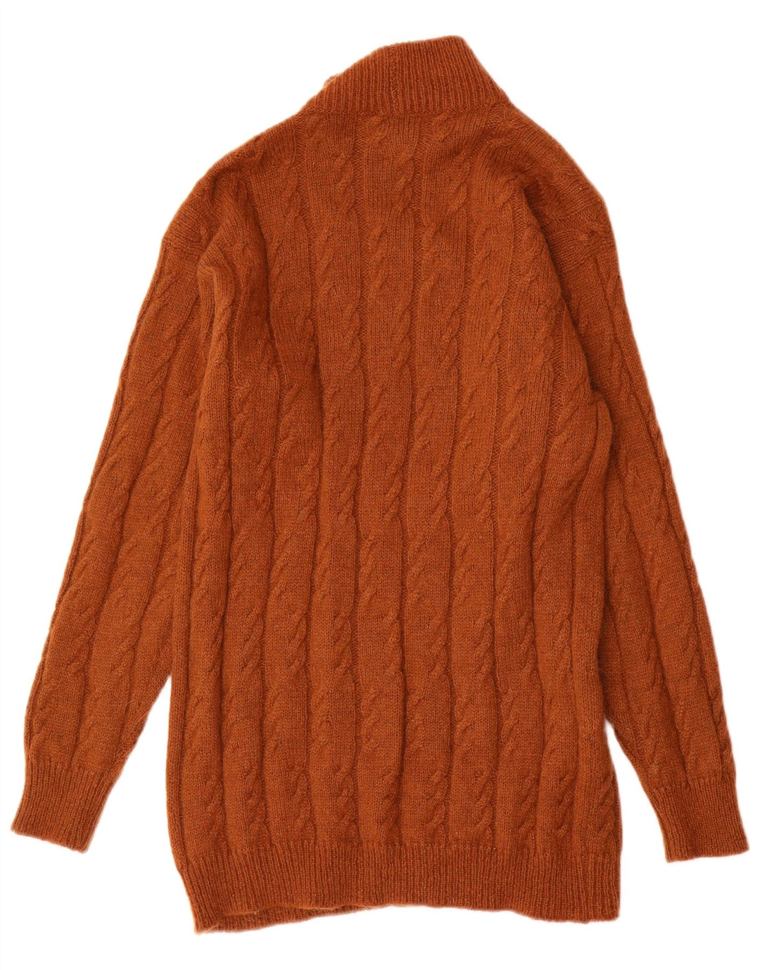 VINTAGE Womens Longline Turtle Neck Jumper Sweater UK 14 Medium Brown