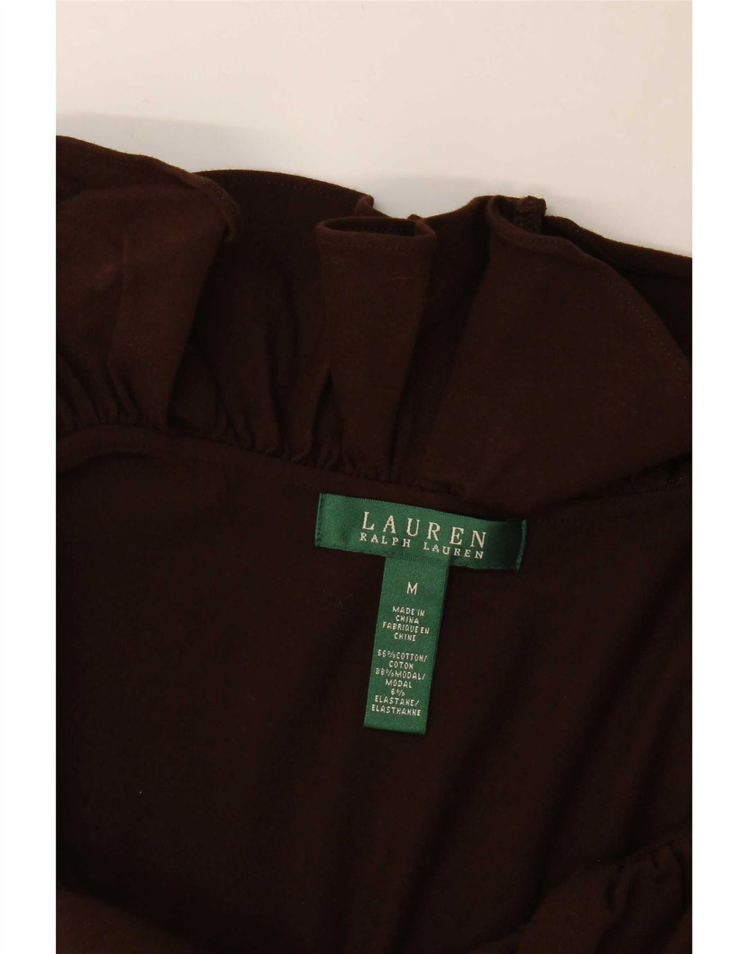 Abito basic da donna senza maniche con volant sul davanti Ralph Lauren UK 12 Marrone medio