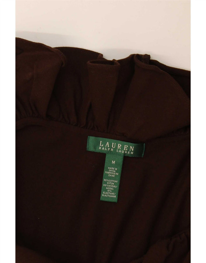 Abito basic da donna senza maniche con volant sul davanti Ralph Lauren UK 12 Marrone medio