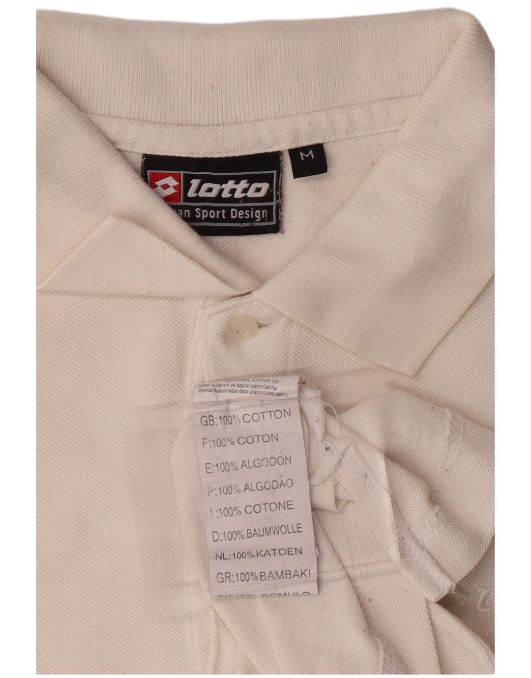 Polo da uomo a maniche lunghe LOTTO in cotone bianco medio