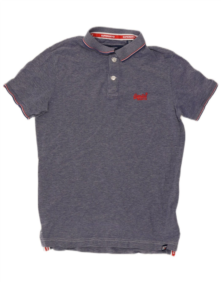 Polo da uomo Superdry in cotone blu medio