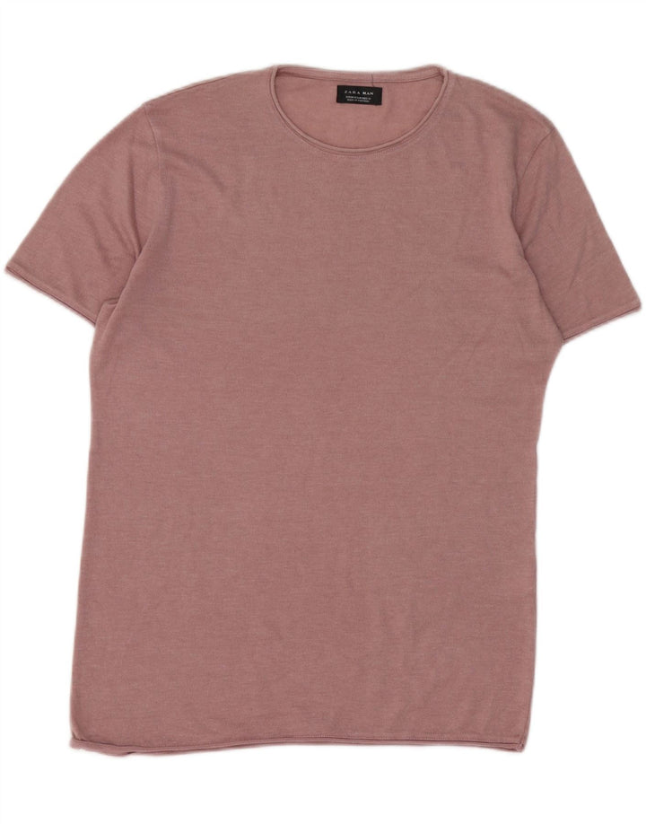 ZARA Mens T-Shirt Top Medium Pink Cotton