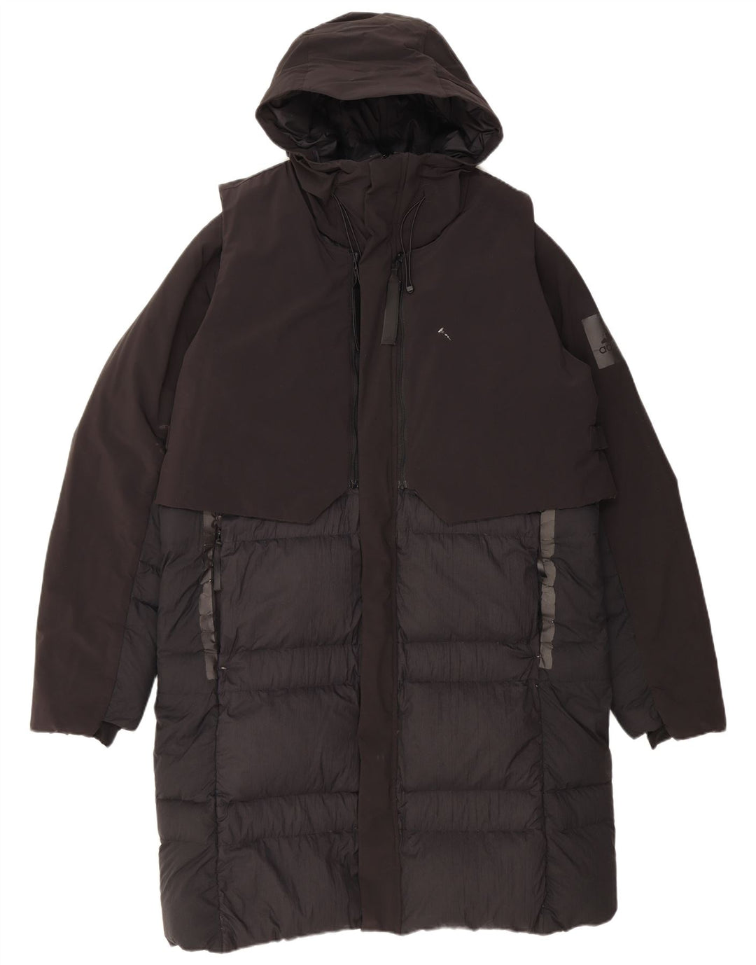 Cappotto imbottito con cappuccio da uomo Adidas UK 38 nylon nero medio