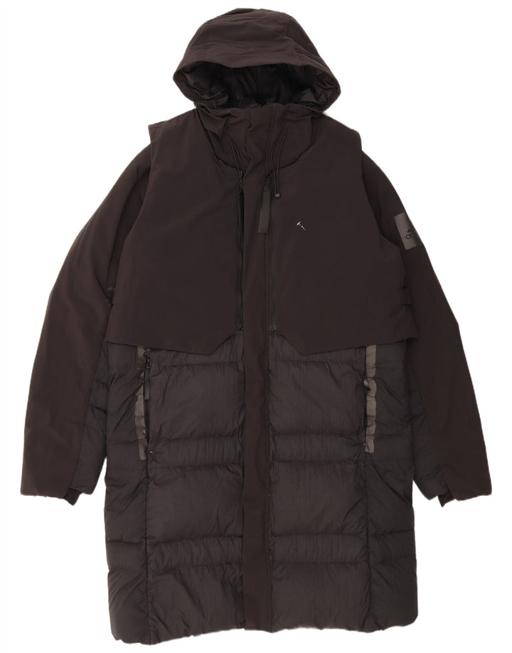 Cappotto imbottito con cappuccio da uomo Adidas UK 38 nylon nero medio