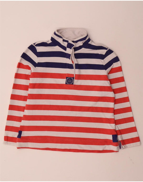 JOULES Felpa da donna con collo abbottonato, maglione UK 12, rosso medio a righe