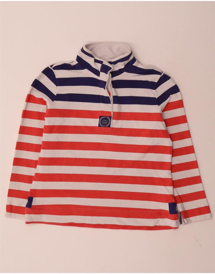 JOULES Felpa da donna con collo abbottonato, maglione UK 12, rosso medio a righe