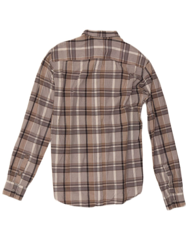 Camicia da uomo Dkny piccola in cotone a quadri grigi