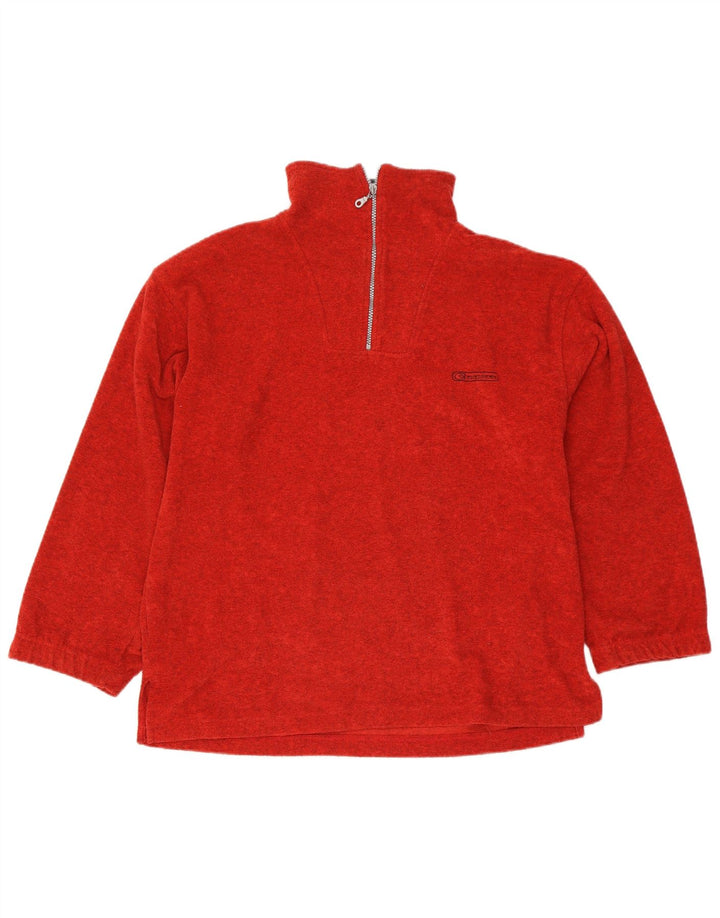 Maglione in pile da uomo Shamp, vestibilità ampia, collo con zip, piccolo poliestere rosso
