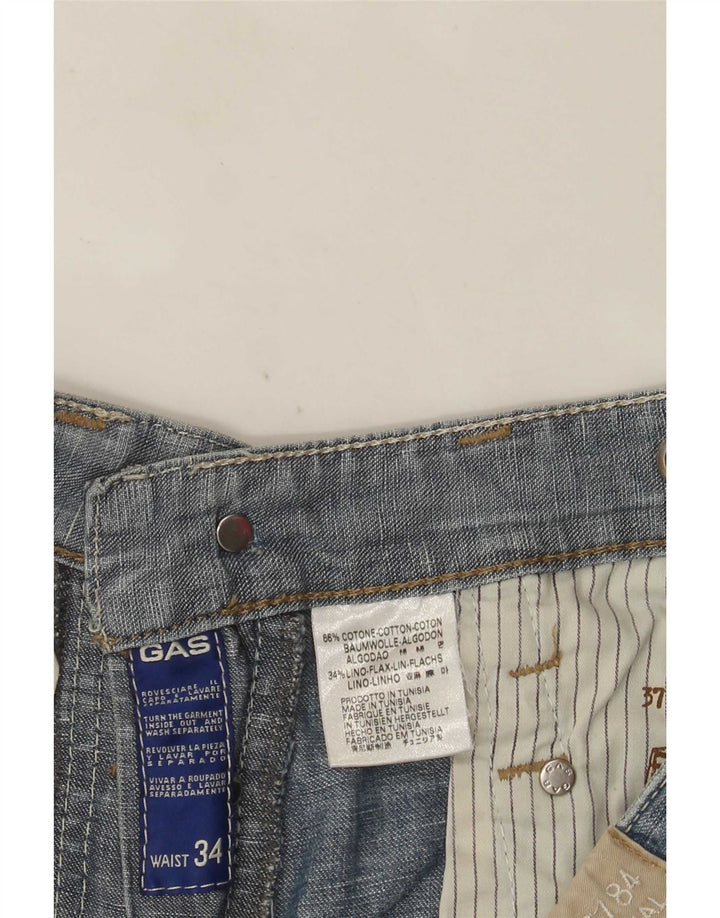 Pantaloncini di jeans da uomo Gas W34 grandi in cotone blu
