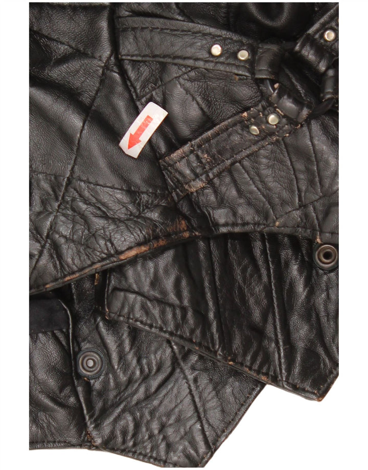 Giacca in pelle bomber da donna vintage UK 12 in pelle nera media