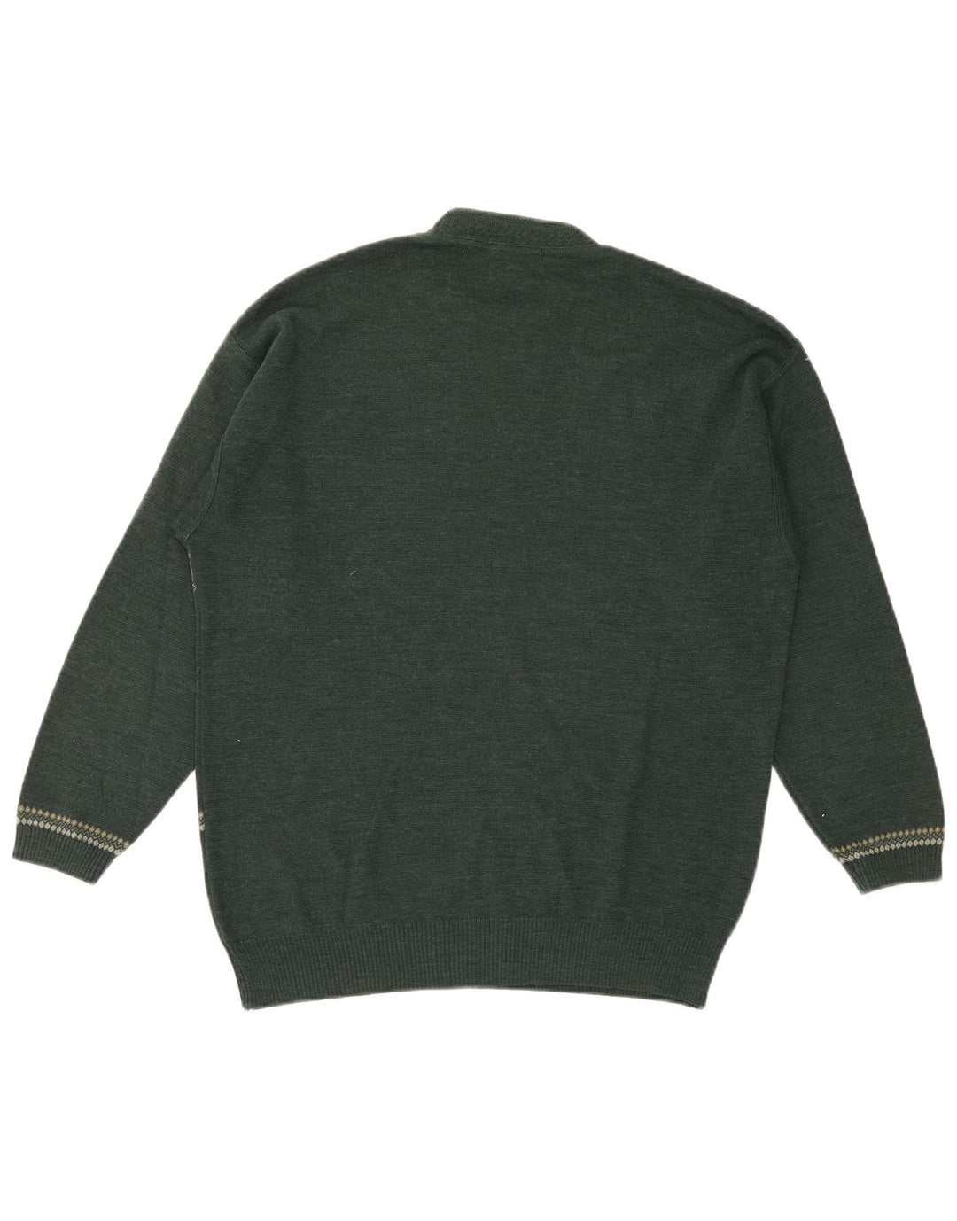 Maglione girocollo da uomo vintage in lana geometrica verde medio