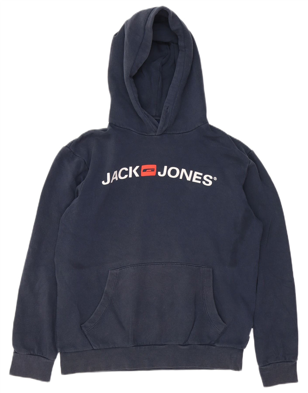 JACK & JONES Felpa con cappuccio grafica da uomo in cotone medio blu navy