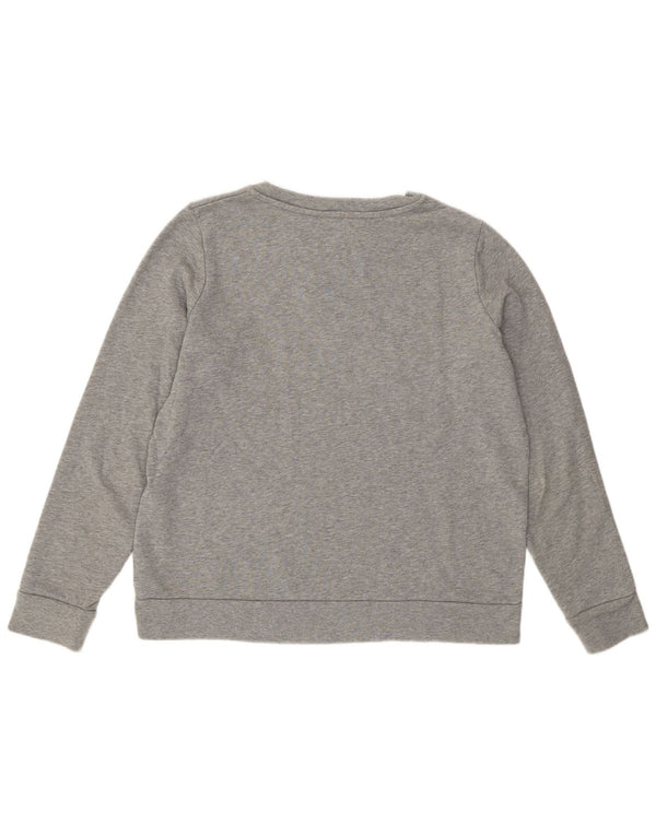 Gant Womens Graphic Sweatshirt Jumper UK 14 Medium Grey Flecked Cotton