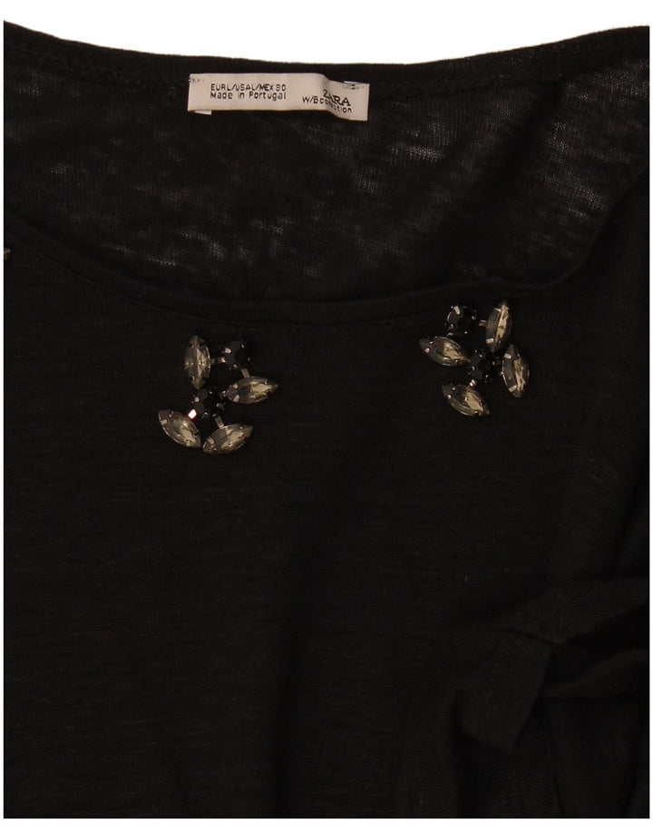 Top Zara da donna a maniche lunghe UK 14 grande nero