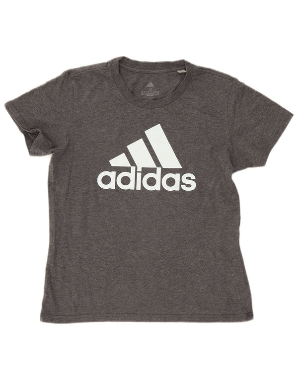 T-shirt grafica da donna Adidas Top UK 12/14 cotone chiazzato grigio medio