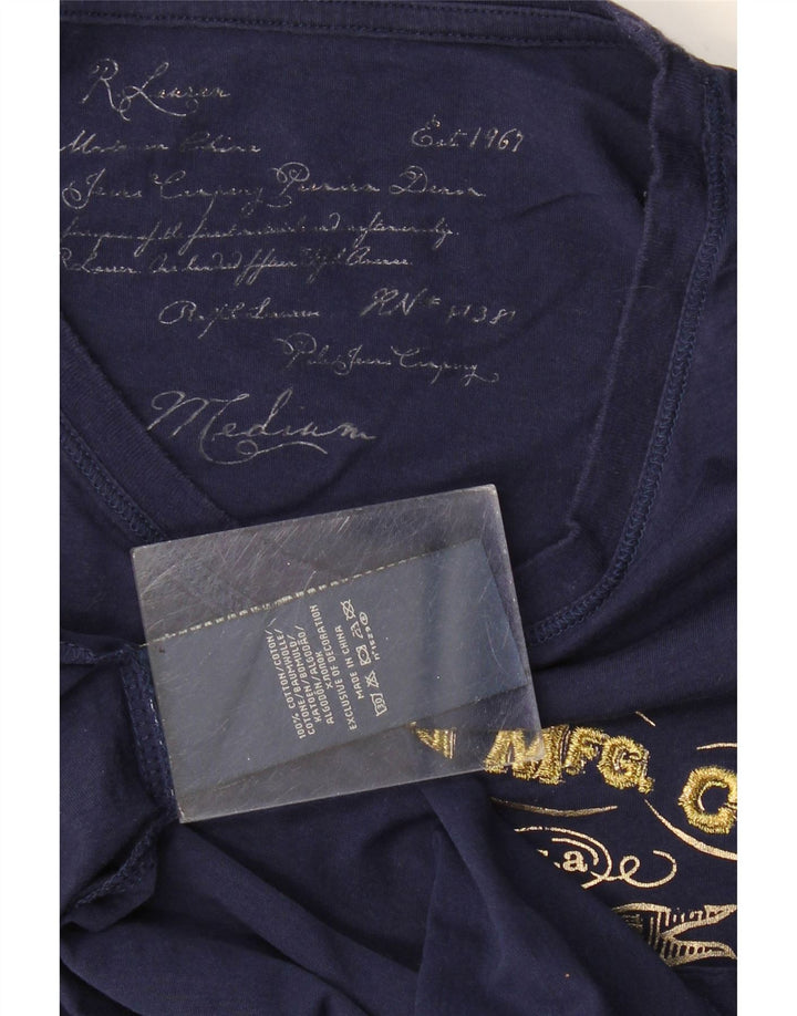 T-shirt grafica da donna Ralph Lauren Top UK 12 medio blu navy