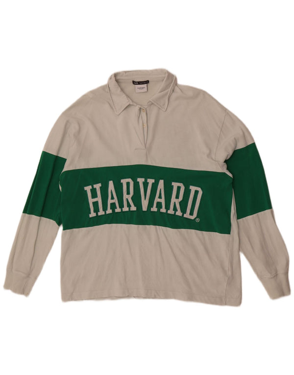 Polo da rugby grafica Zara da donna Harvard UK 16 grande bianca a blocchi di colore