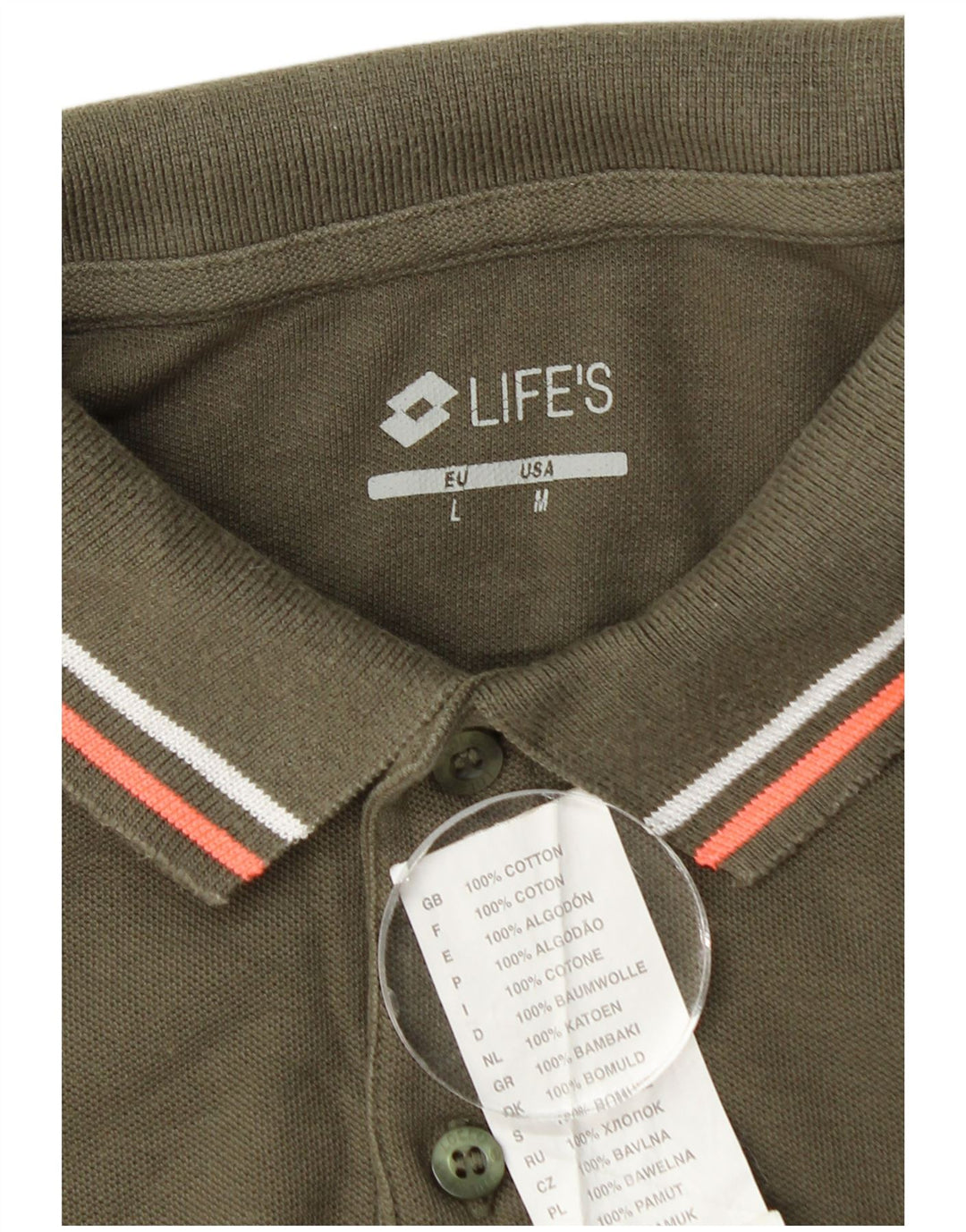 Polo da uomo Lotto Life in cotone kaki medio