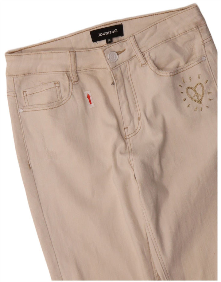 DESIGUAL Jeans slim da donna W28 L27 cotone bianco sporco