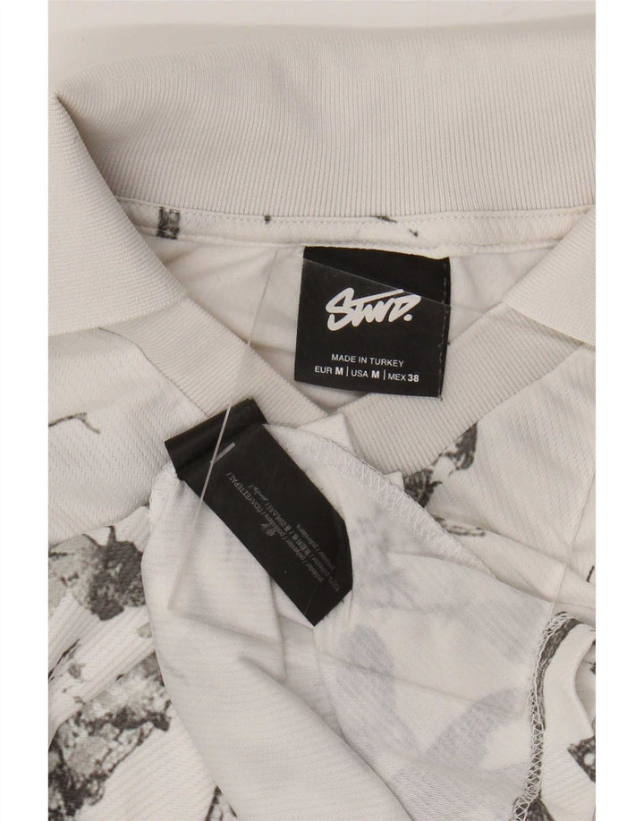 STWD Polo da uomo con motivo grafico astratto Poliestere bianco medio