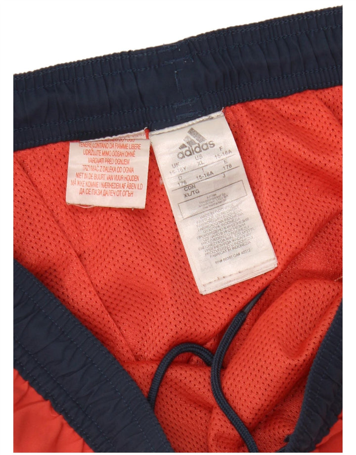 Pantaloncini sportivi Adidas da ragazzo 15-16 anni in poliestere color block rosso