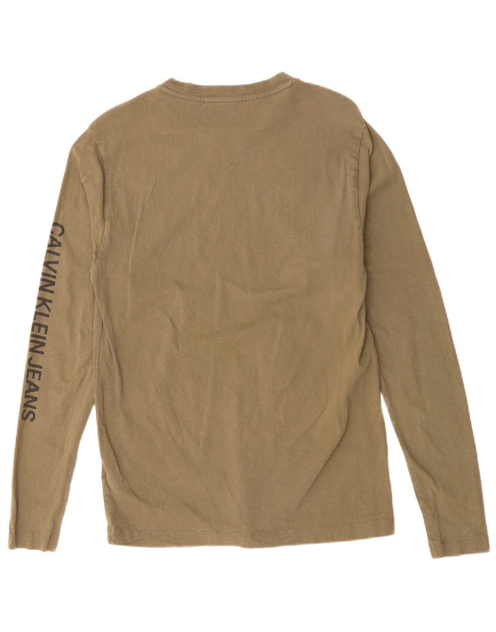 CALVIN KLEIN JEANS Top da uomo a manica lunga piccolo in cotone kaki