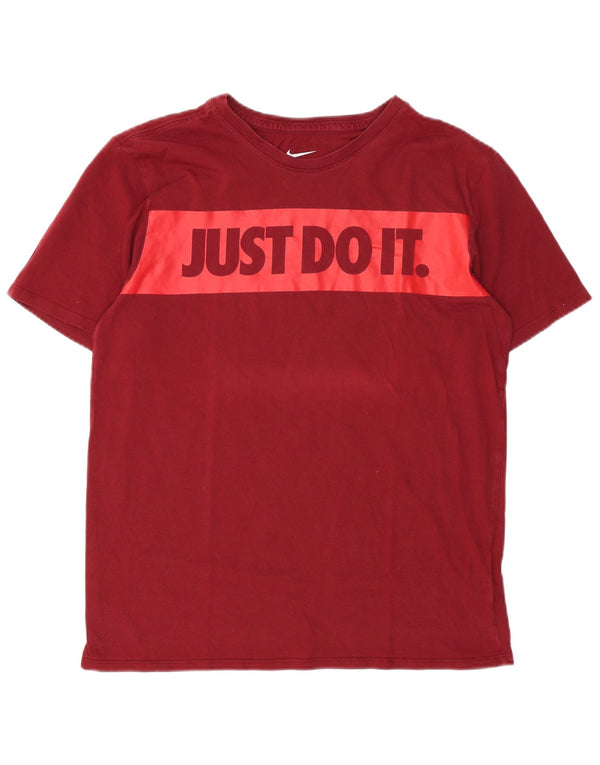 T-shirt grafica NIKE da donna con taglio atletico, taglia UK 14, cotone bordeaux medio