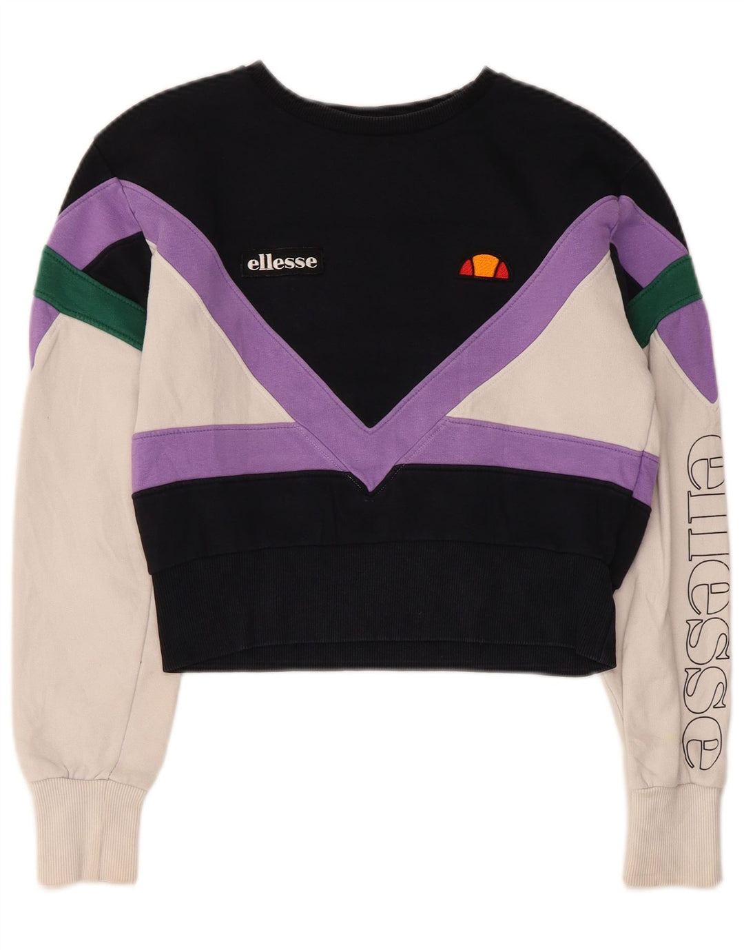 Ellesse, felpa corta da donna, maglione, UK 8, piccolo, multicolore, color block