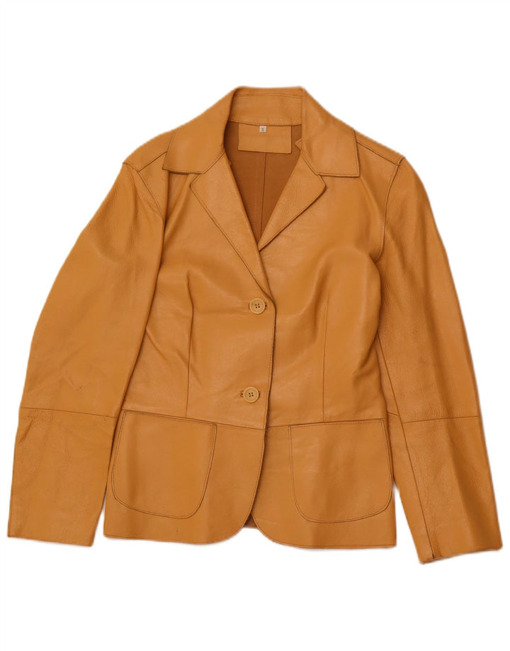 Giacca blazer vintage da donna a 2 bottoni UK 10 piccola beige