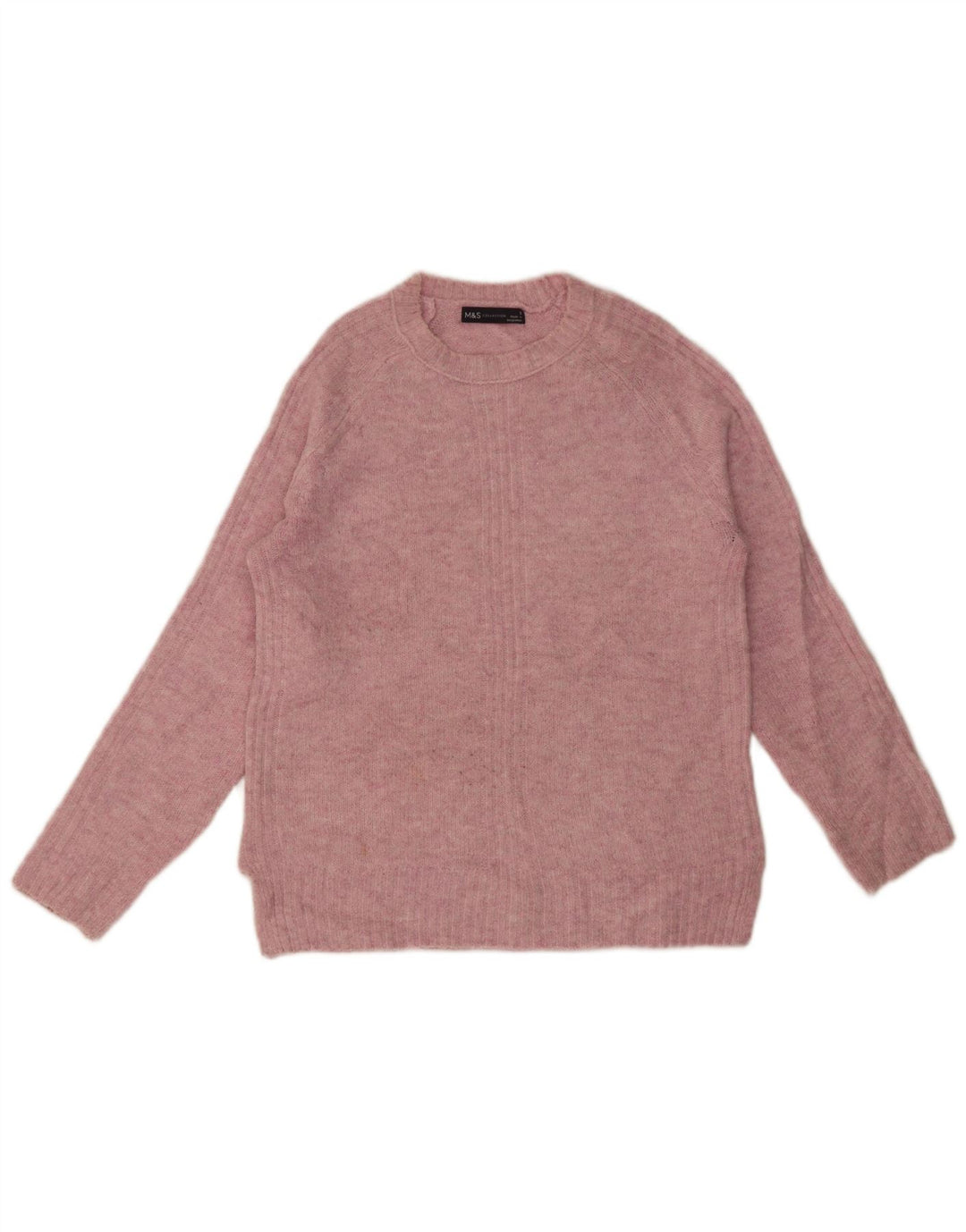 Maglione maglione girocollo da donna Marks & Spencer piccolo acrilico screziato rosa