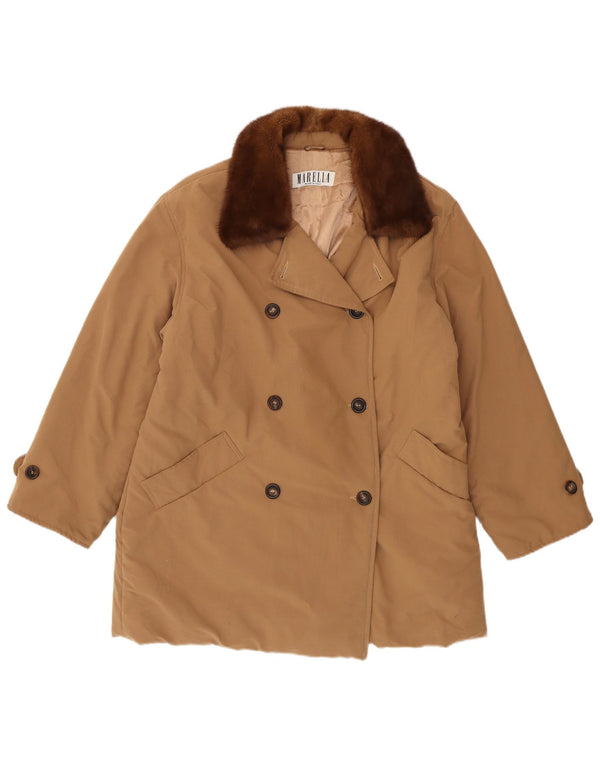 Cappotto doppiopetto oversize da donna Marella UK 12 Poliestere marrone medio
