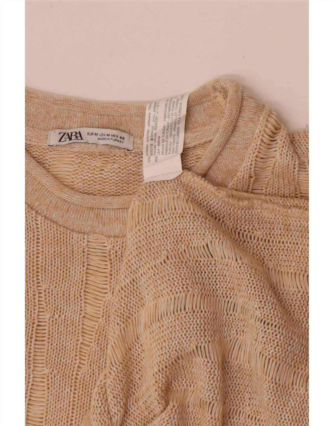 Maglione a collo alto da uomo Zara in poliestere chiazzato beige medio