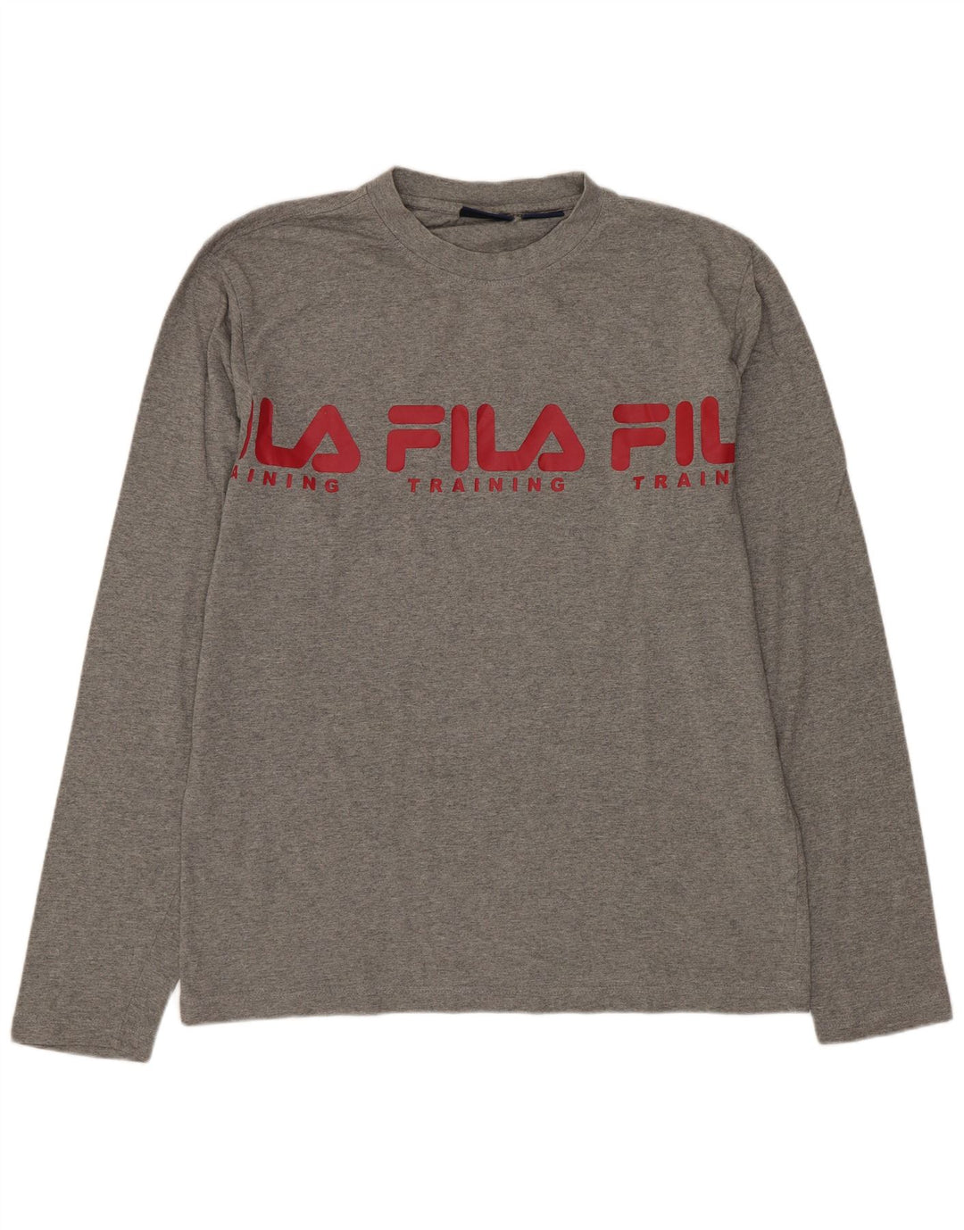 Fila grafica da uomo a maniche lunghe in cotone grigio medio