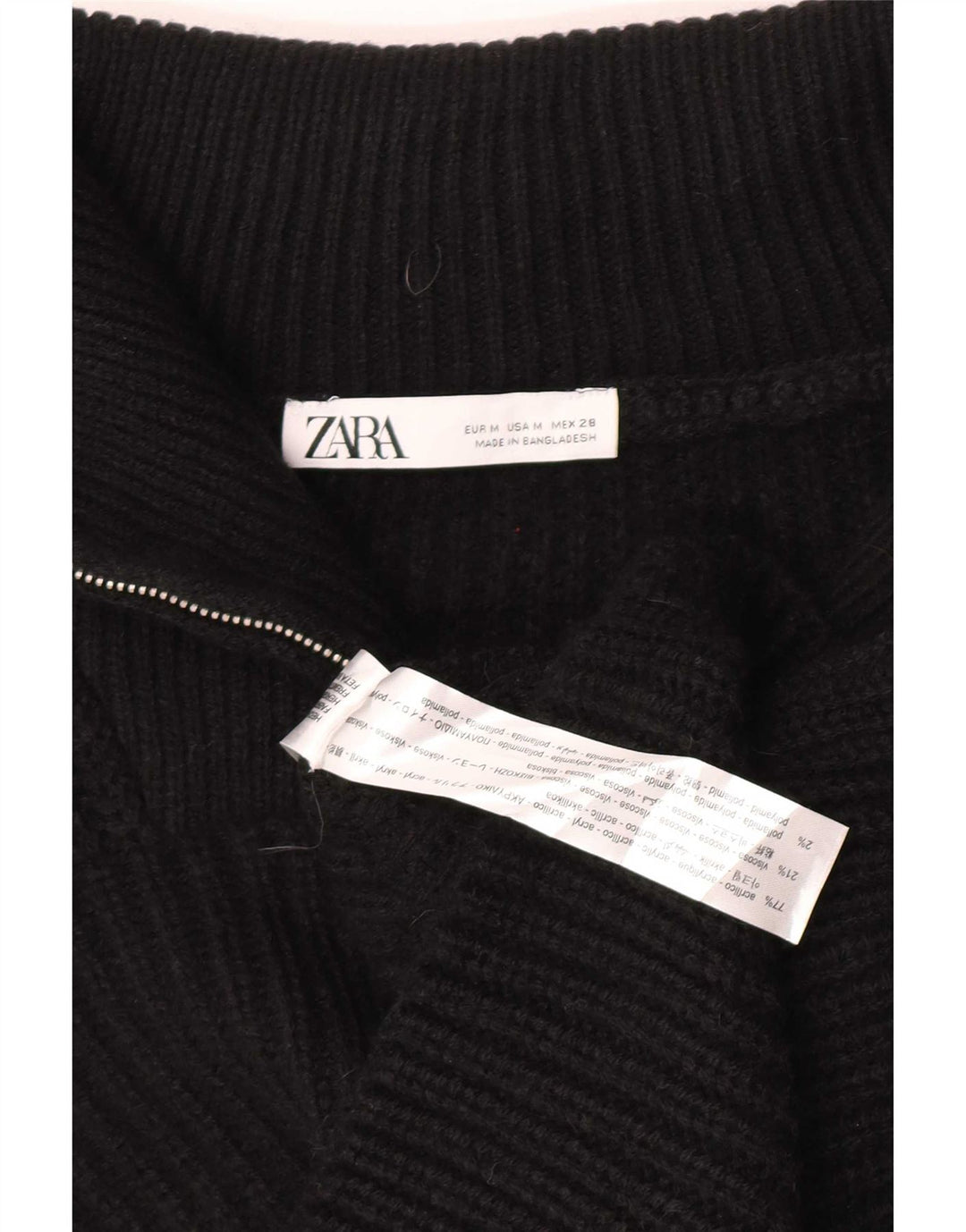 Canotta corta con zip e collo corto da donna Zara UK 14 media nera