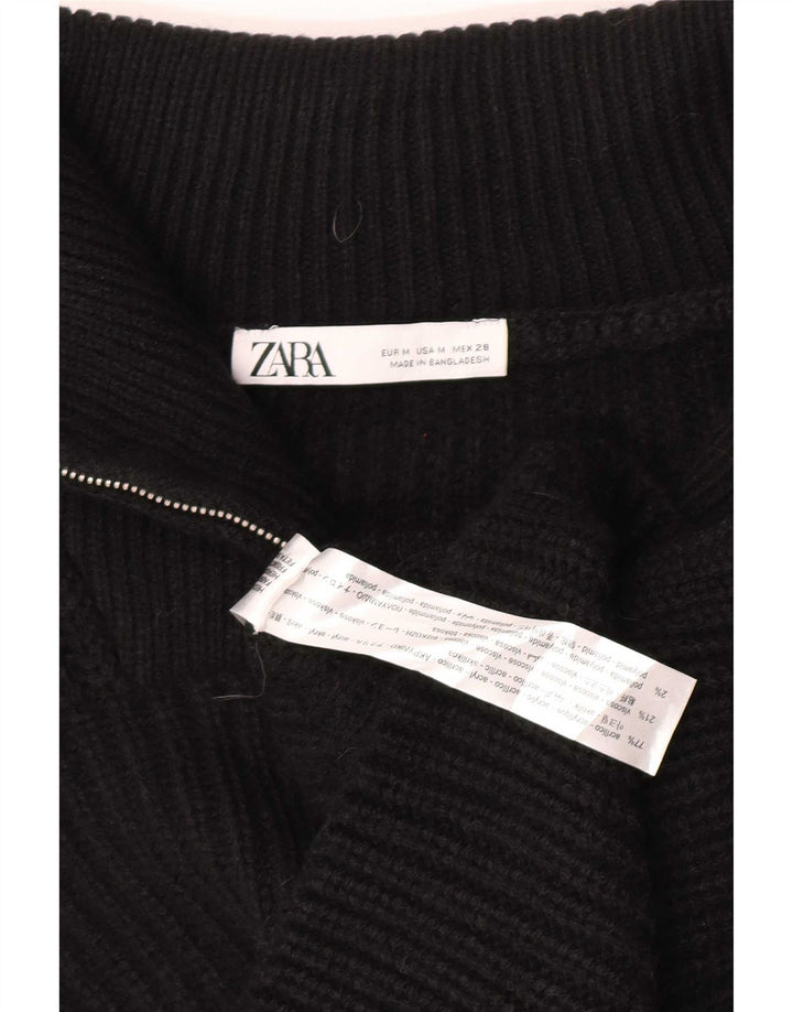 Canotta corta con zip e collo corto da donna Zara UK 14 media nera