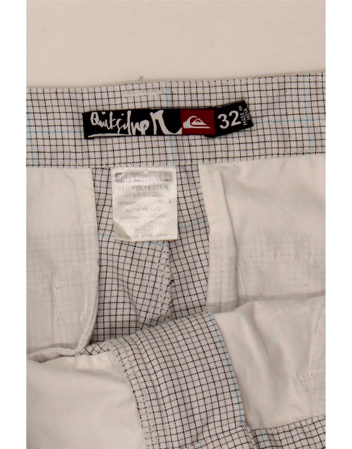 Pantaloncini cargo da uomo Quiksilver W32 Large in poliestere a quadri bianchi
