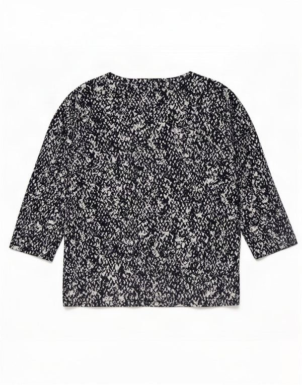Marks & Spencer Top da donna manica 3/4 UK 14 Large Blu Navy screziato