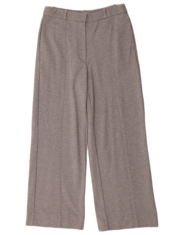 Pantaloni a gamba larga a vita alta da donna Jaeger UK 10 Small W28 L28 Viscosa grigia